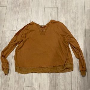 Mustard yellow/orange waffle knit sweater/top